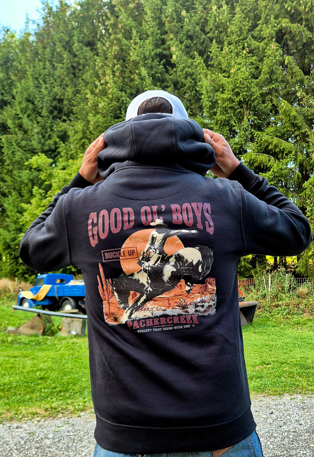 Good Ol' Boys Hoodie in Schwarz, Backprint